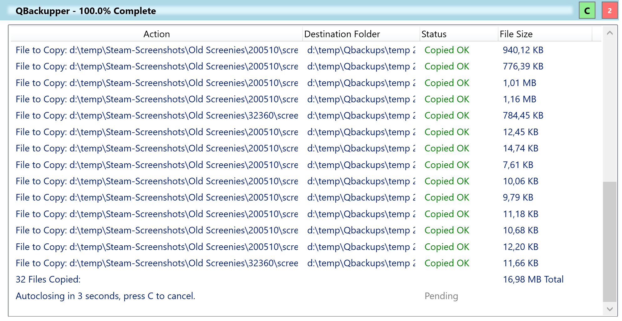 QBackupper Screenshot 1